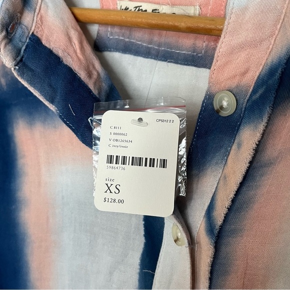 Free People We The Free Washed Away Ivory Combo Plaid Button Up Top Size XS NWT - Picture 11 of 16